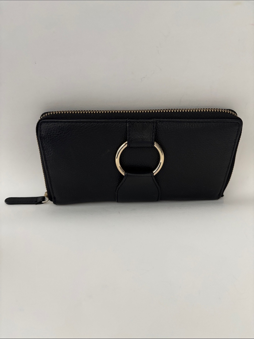 Cynthia Rowley Black Genuine Leather Zip-Around Wallet